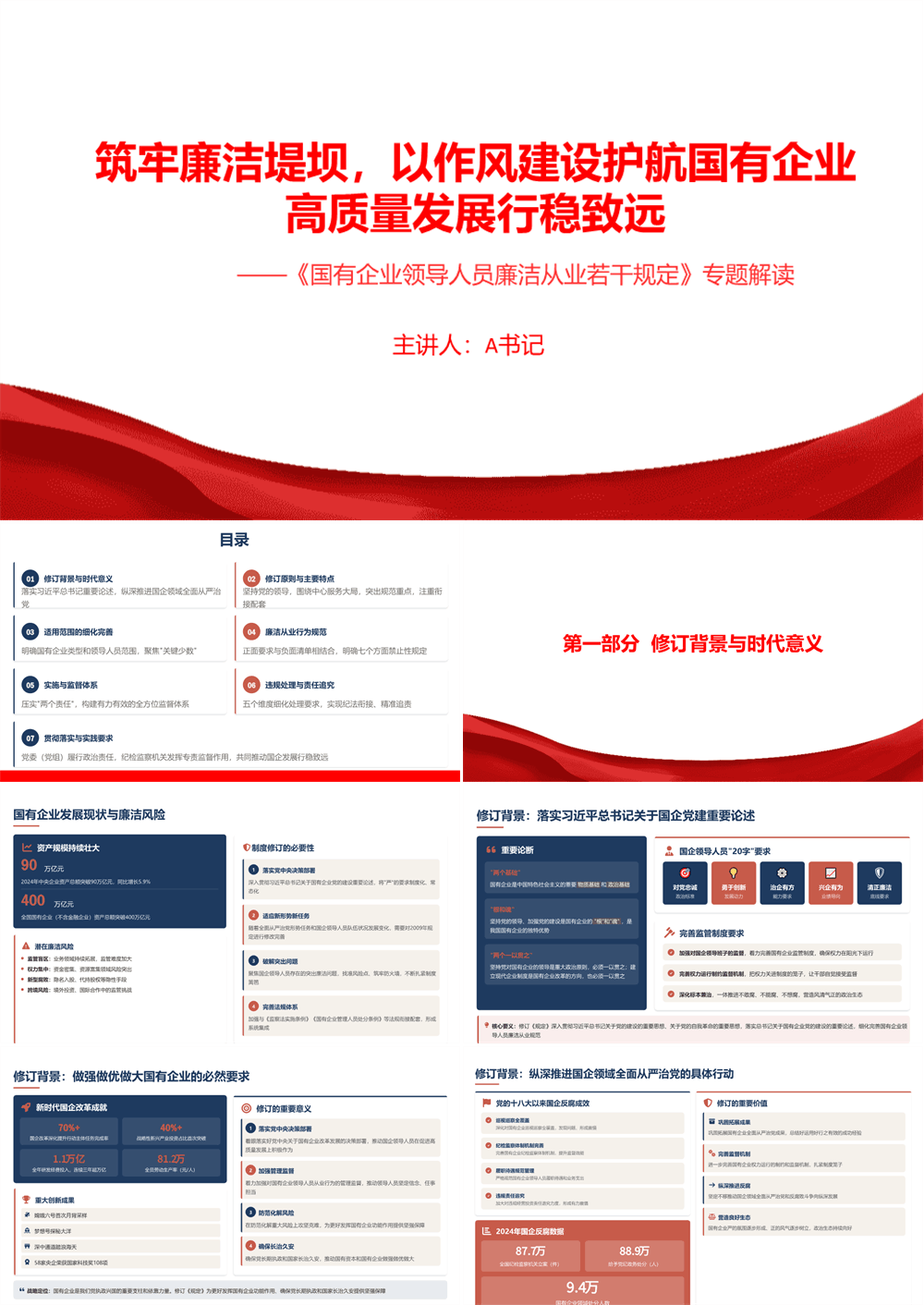 廉政党课PPT 筑牢廉洁堤坝，以作风建设护航国有企业高质量发展行稳致远 第1张