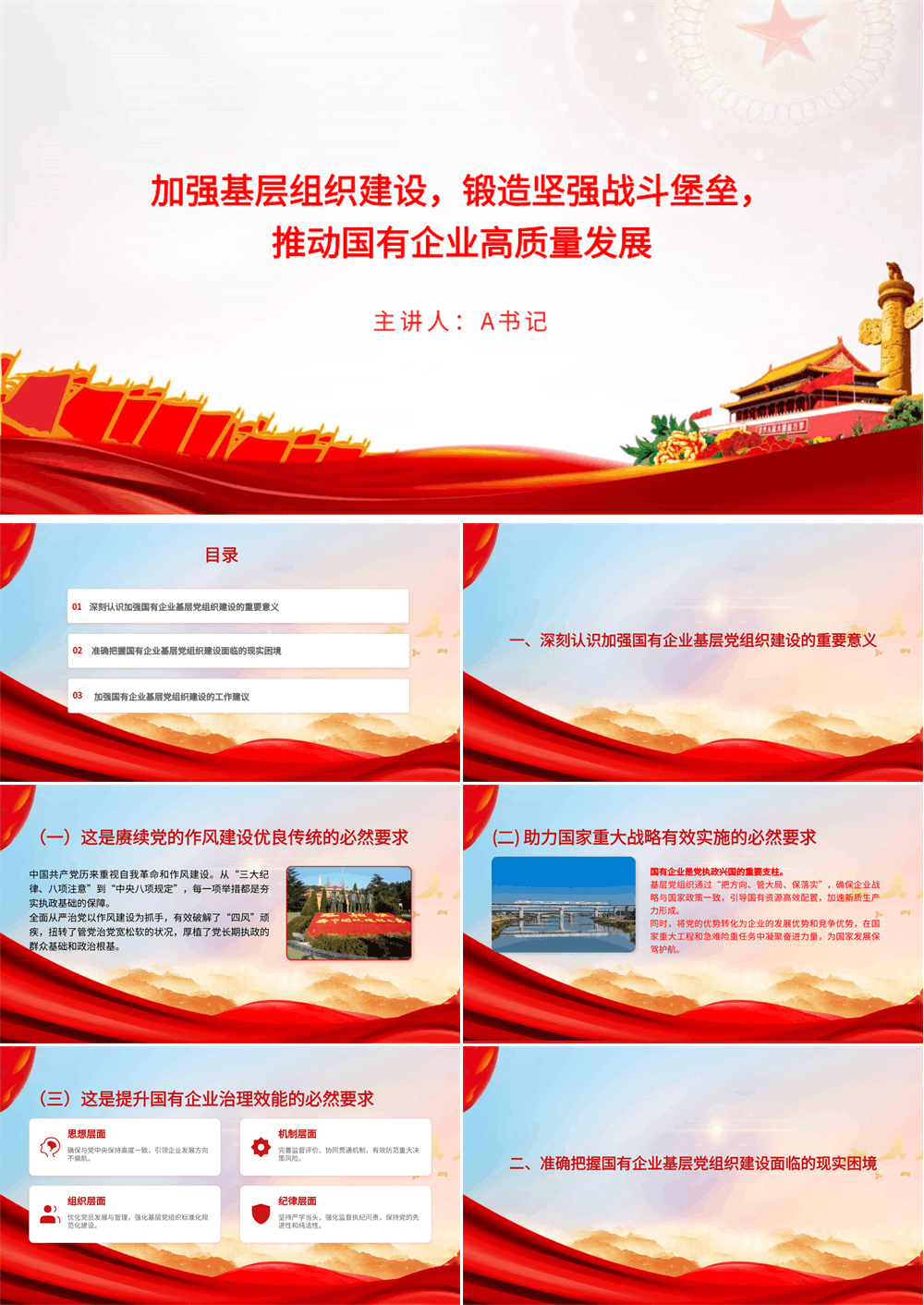 党课PPT 加强基层组织建设，锻造坚强战斗堡垒，推动国有企业高质量发展 第1张