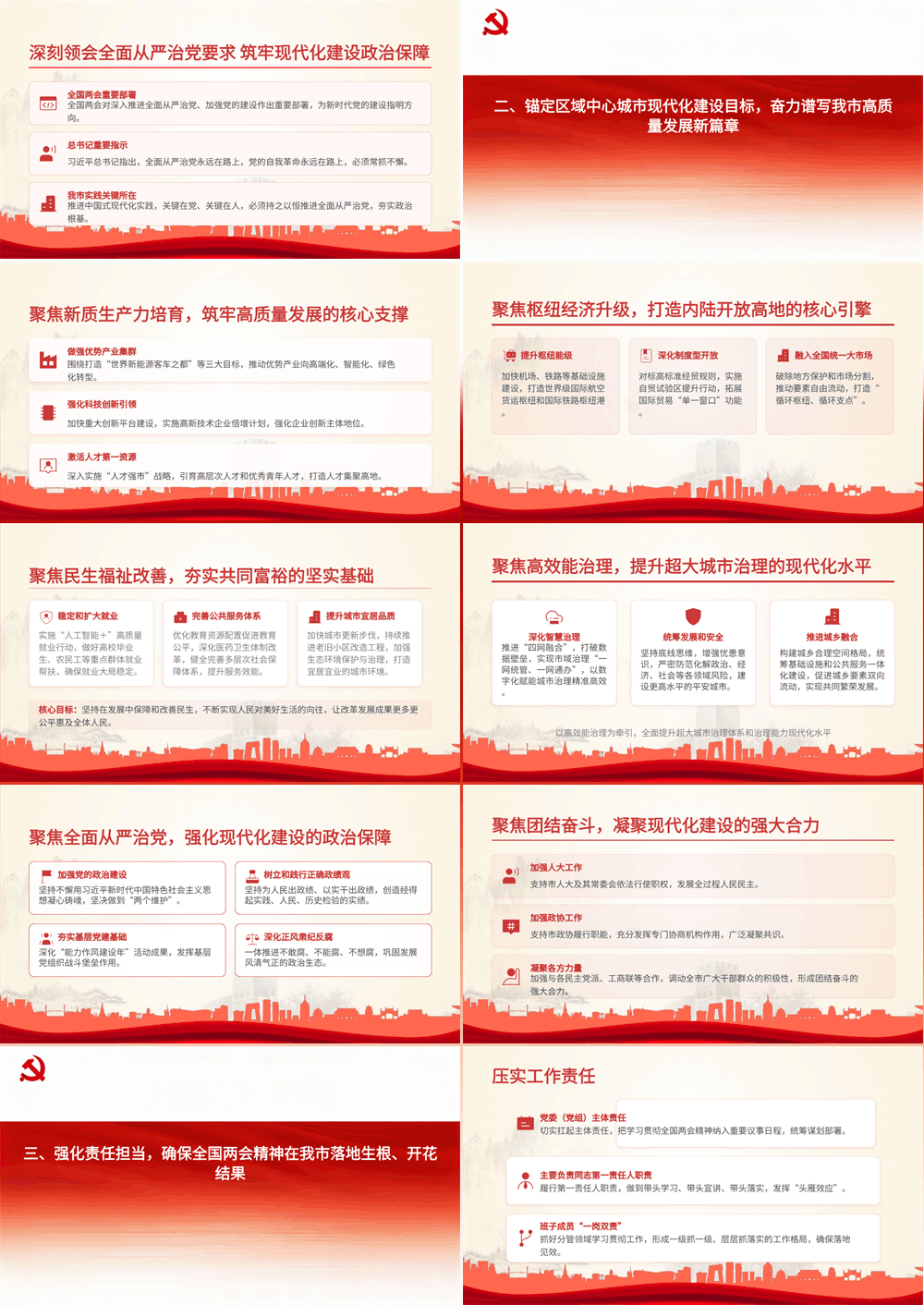 党课PPT 学习贯彻全国两会精神，奋力谱写我市高质量发展新篇章 第2张