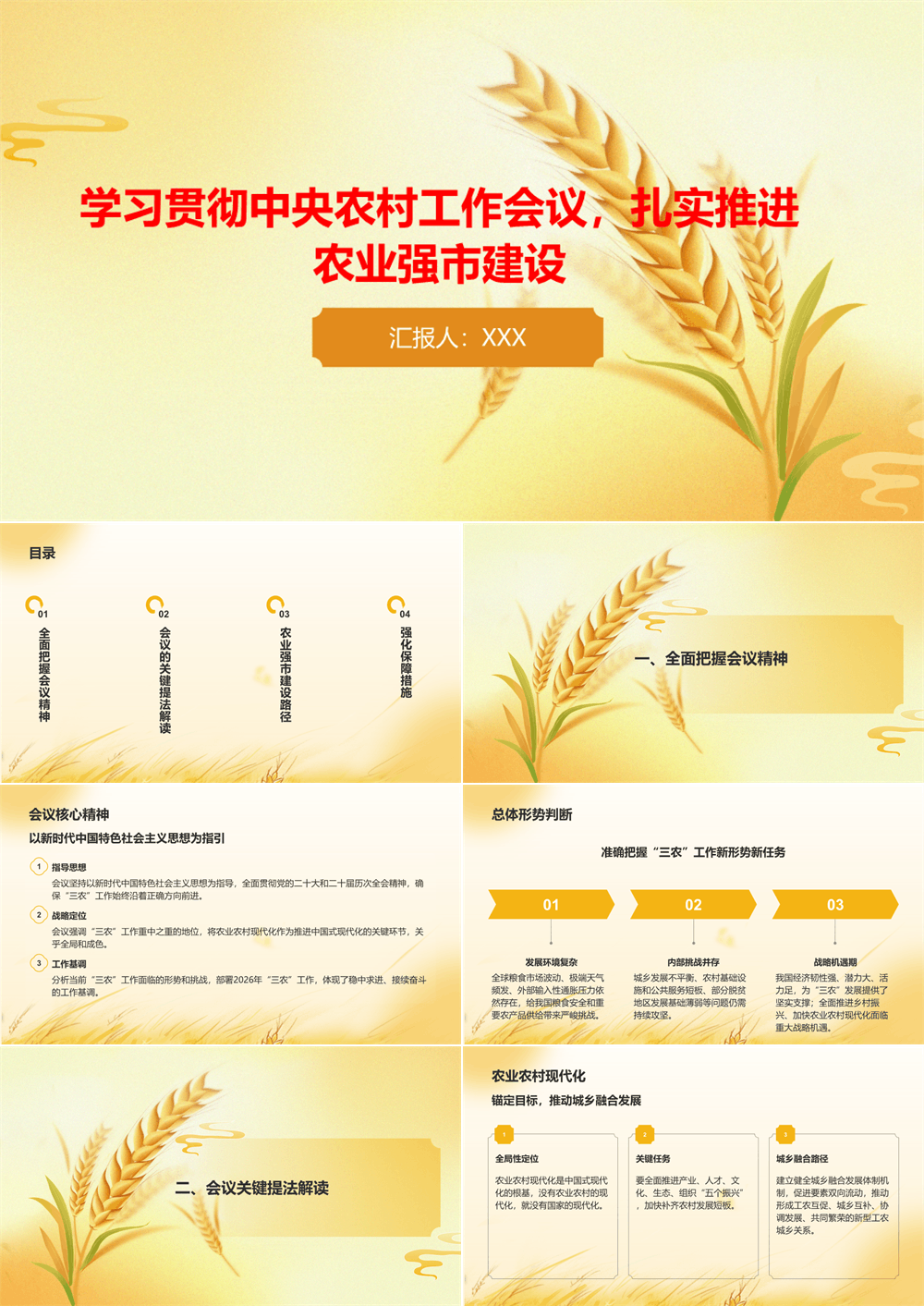 党课PPT 学习贯彻中央农村工作会议，扎实推进农业强市建设 第1张