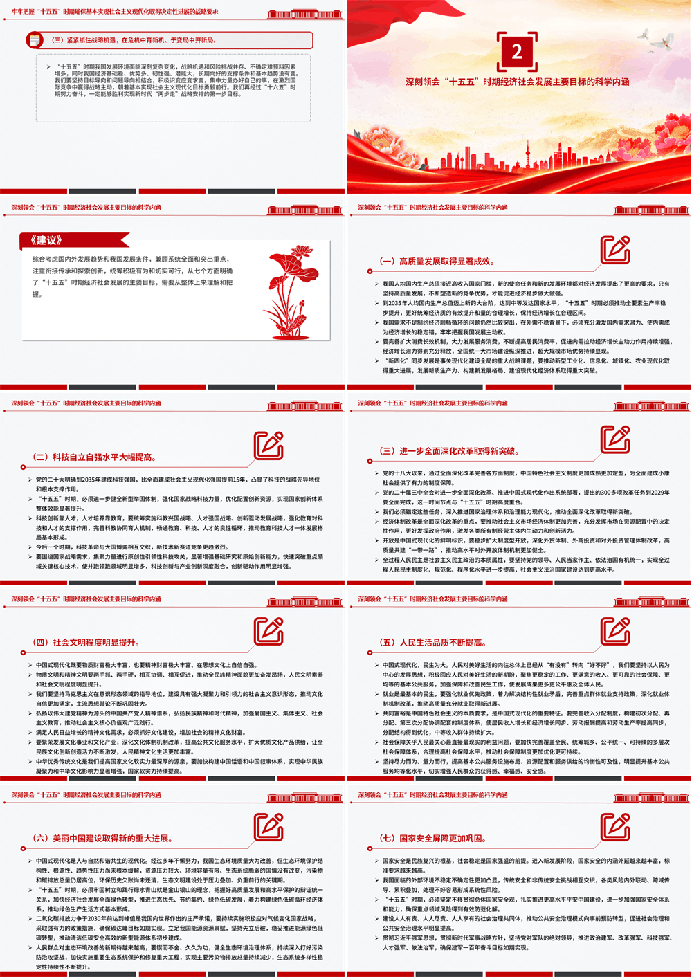 红色简洁“十五五”时期经济社会发展的主要目标PPT二十届四中全会系列课件 第2张