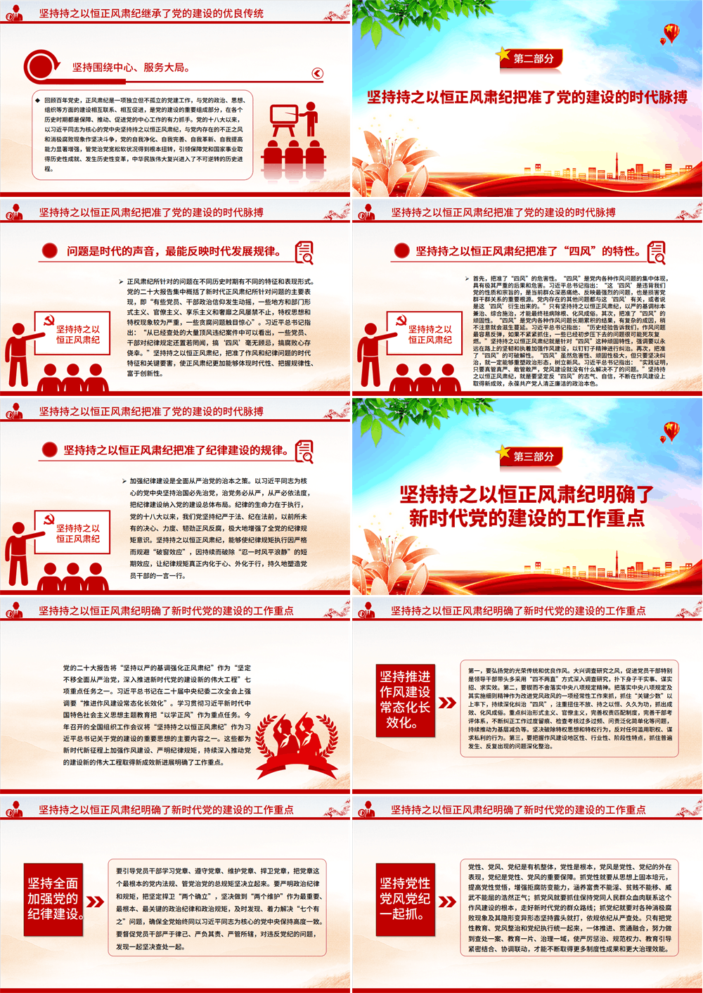 坚持持之以恒正风肃纪反腐PPT大气精美风党员干部学习教育专题党课课件模板 第2张