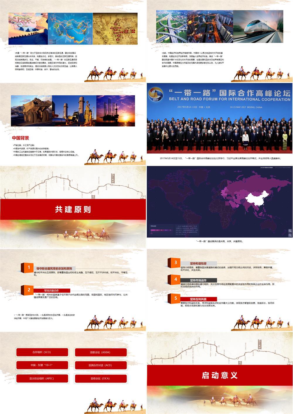 一路一带（党建）重走丝绸之路文化经济带PPT模版 第2张