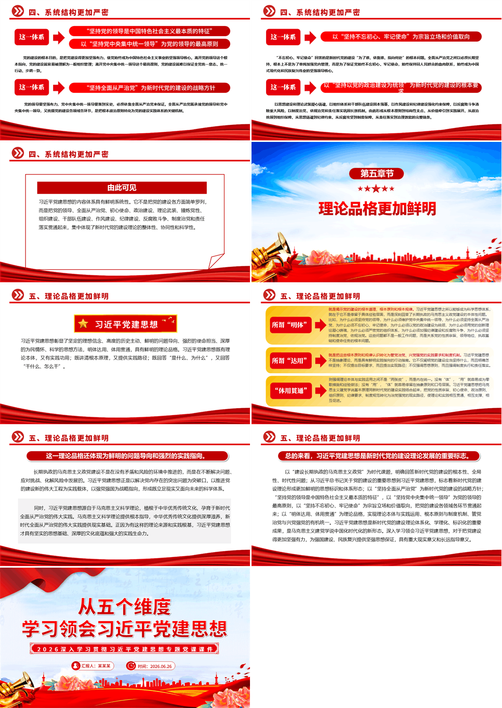 从五个维度学习领会习近平党建思想PPT党课课件 第3张