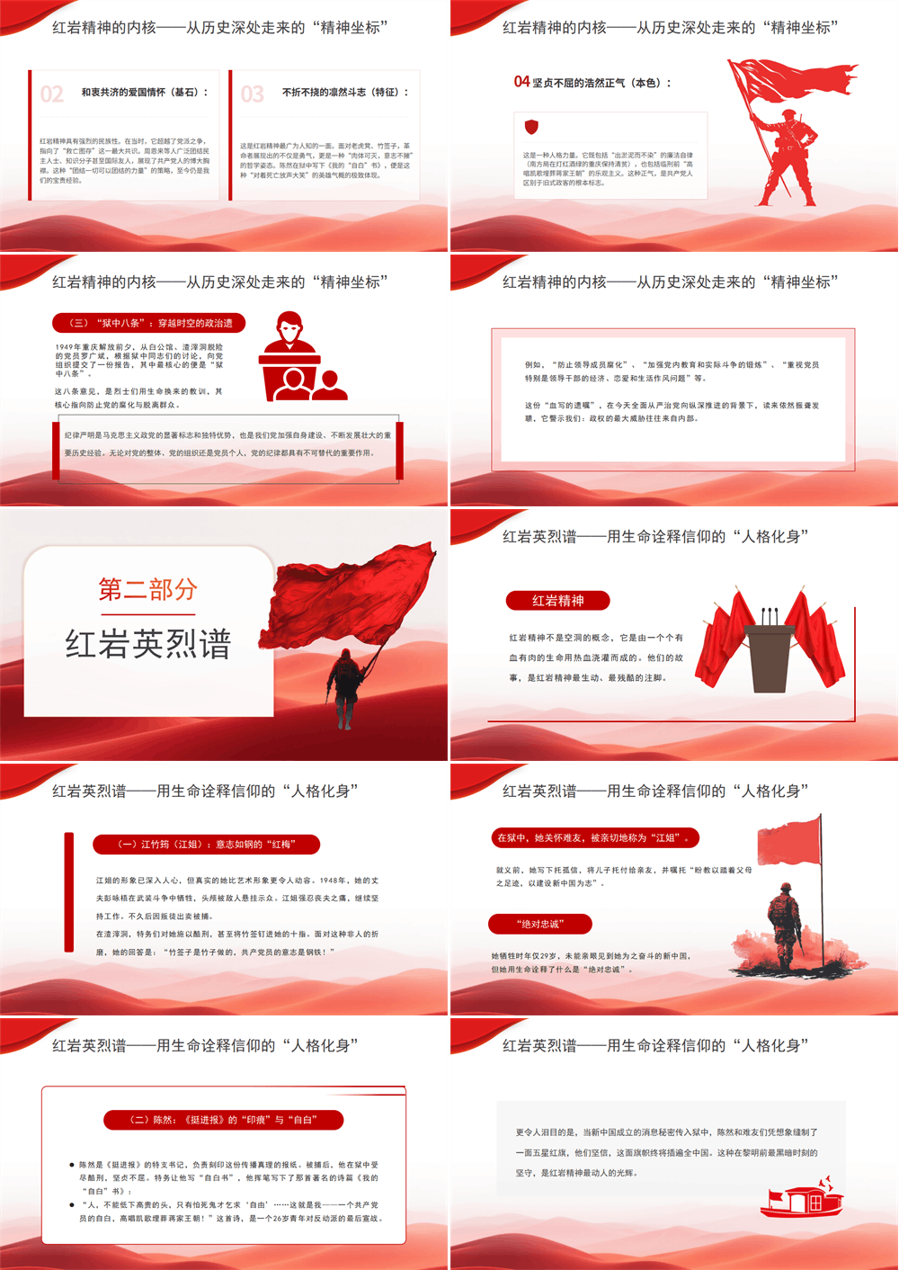 学习红色精神PPT党课 红岩精神穿越时空的信仰火炬 第2张