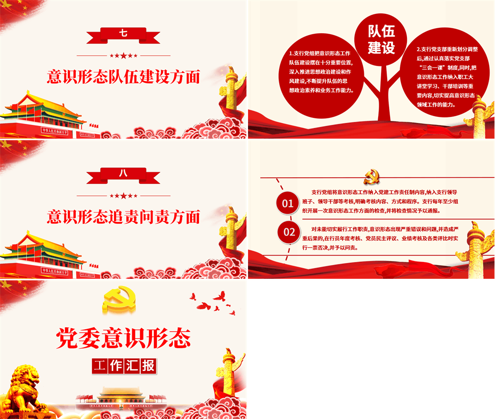 银行党委意识形态工作汇报PPT模板下载 第3张