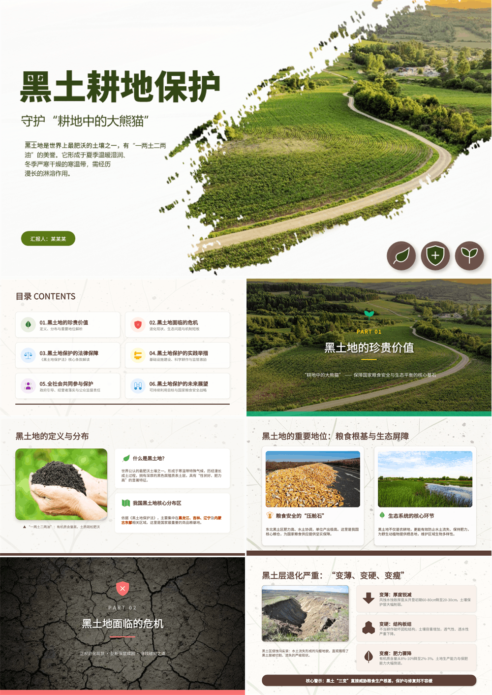 简洁大气黑土耕地保护守护“耕地中的大熊猫”PPT课件下载 第1张