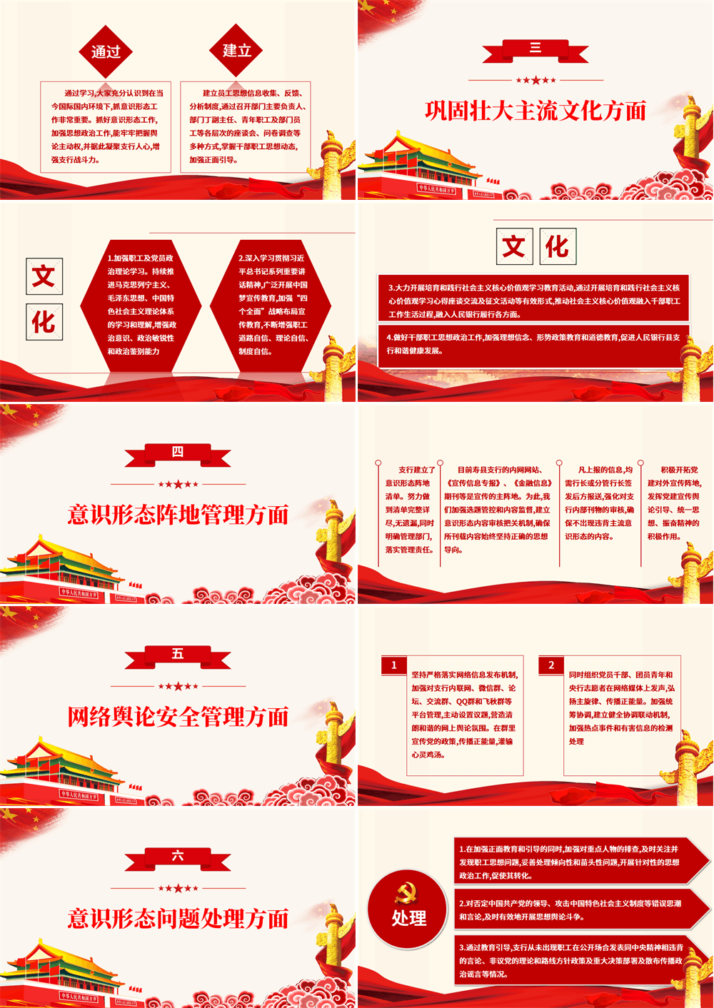 银行党委意识形态工作汇报PPT模板下载 第2张