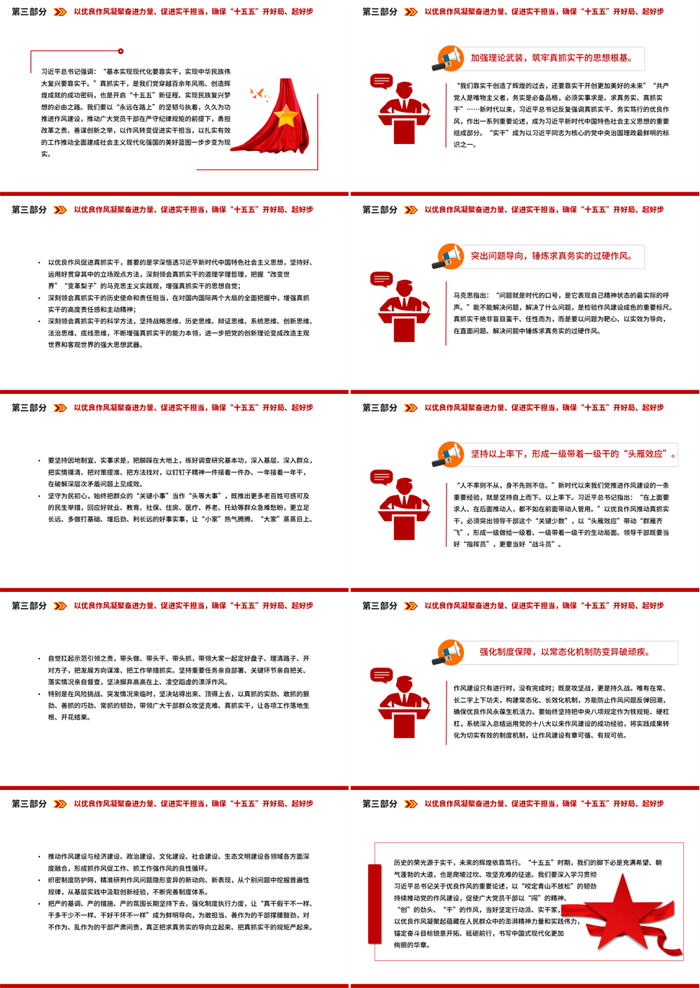 红色质感以优良作风凝心聚力真抓实干PPT党的作风建设主题党课下载 第3张