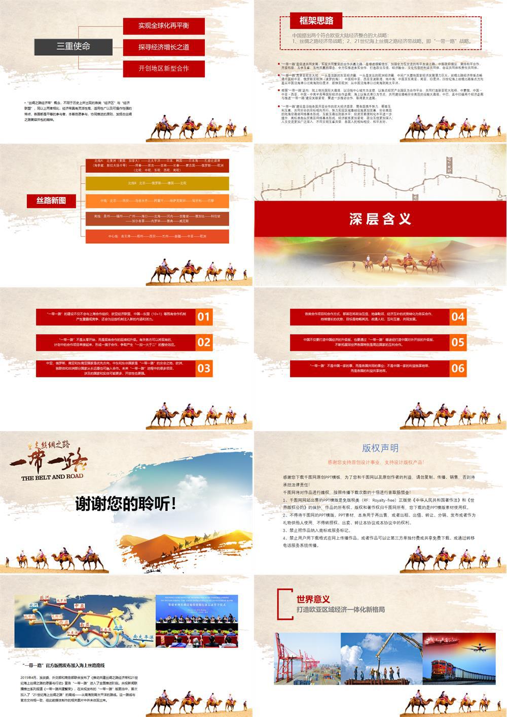 一路一带（党建）重走丝绸之路文化经济带PPT模版 第3张