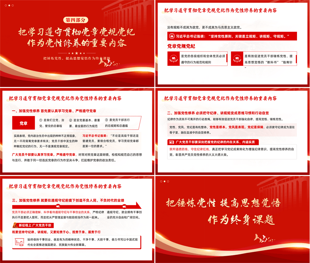 党课PPT 锤炼党性、提高思想觉悟 第3张