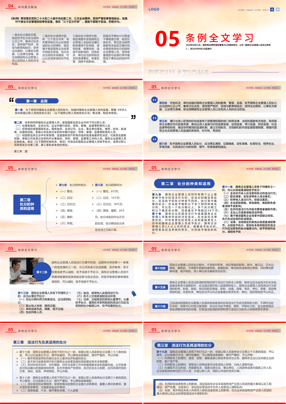党课ppt 国有企业管理人员处分条例 解读PPT模板 第3张