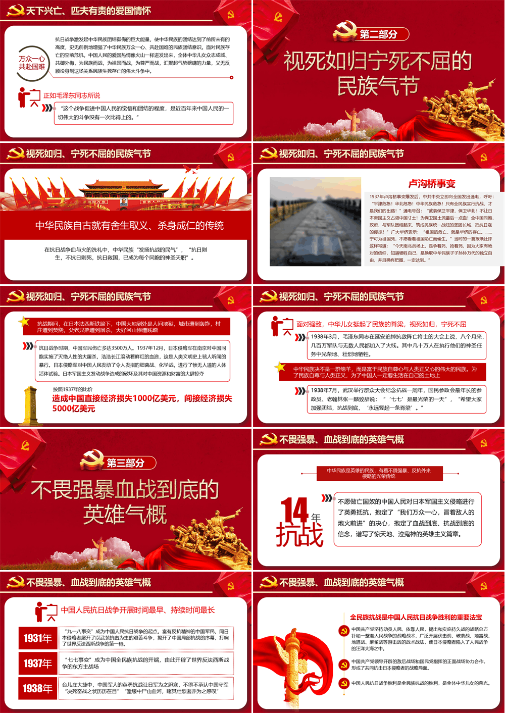 党课PPT讲稿 伟大的抗战精神 深刻把握抗战精神的丰富内涵 第2张