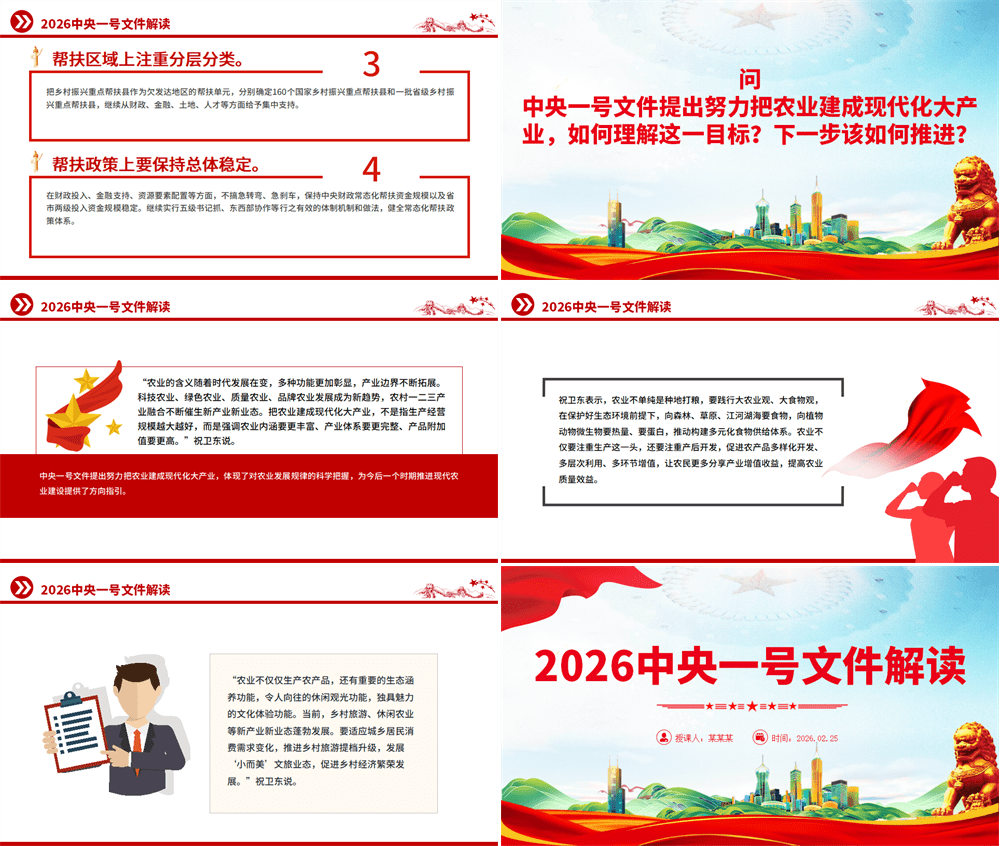 2026年中央一号文件解读PPT推进乡村全面振兴党课下载 第3张