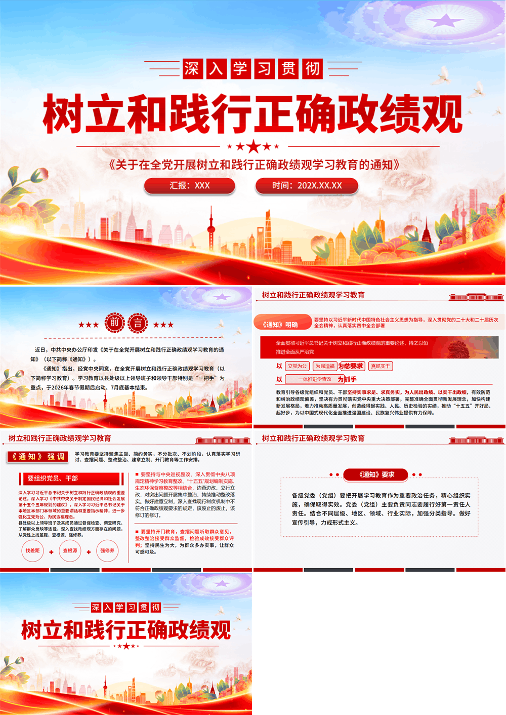 《关于在全党开展树立和践行正确政绩观学习教育的通知》PPT课件 第1张