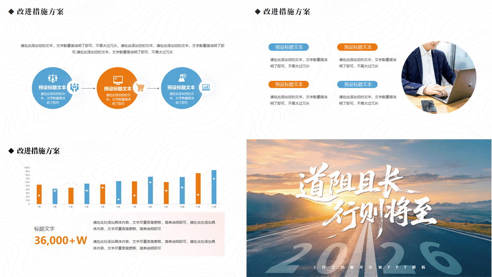 年终工作总结道阻且长行则将至总结计划通用PPT模板 第3张