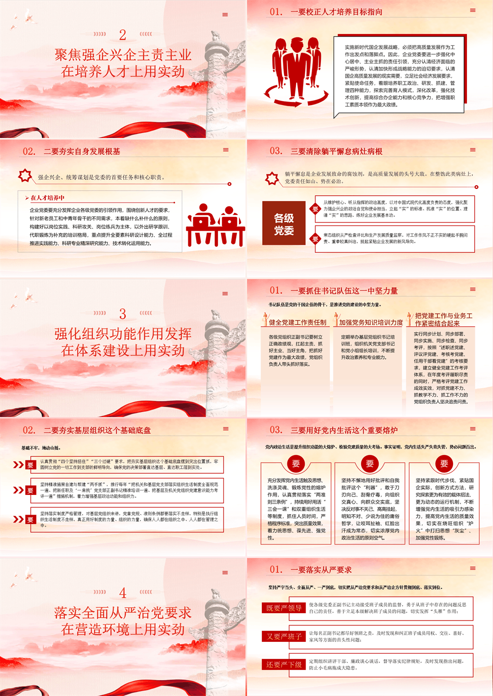 国有企业ppt围绕“四个方面”用实劲，着力提升国有企业党建质量党课ppt模板 第2张