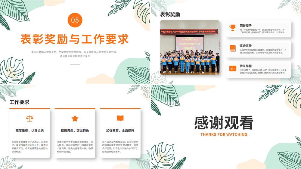 十佳少年PPT学校年度十佳新时代好少年评选方案PPT模板 第3张