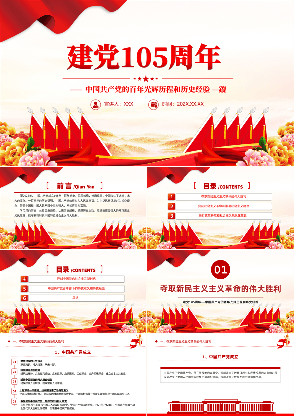 2026年建党105周年中国共产党的百年光辉历程和历史经验七一课件 第1张