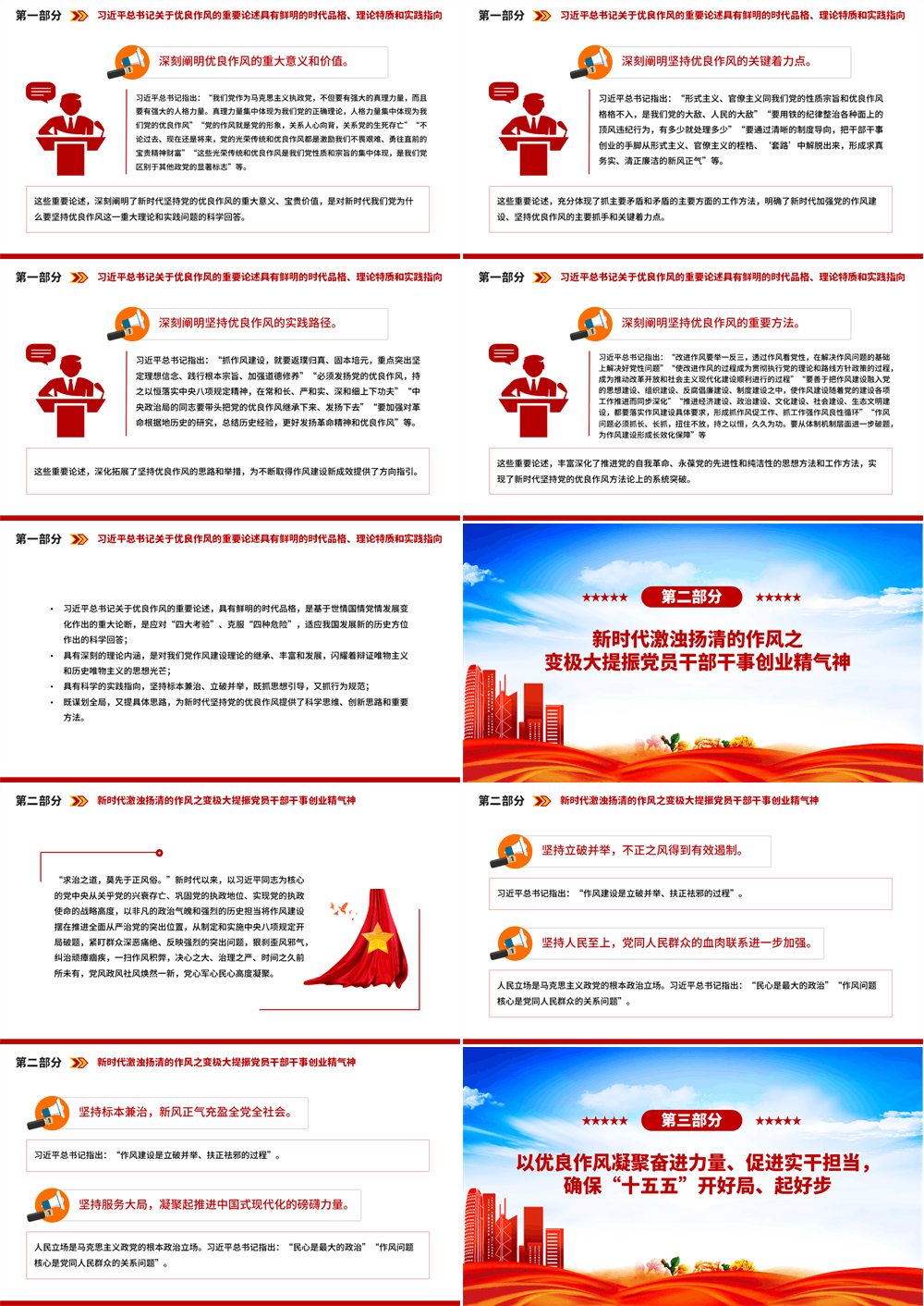 红色质感以优良作风凝心聚力真抓实干PPT党的作风建设主题党课下载 第2张