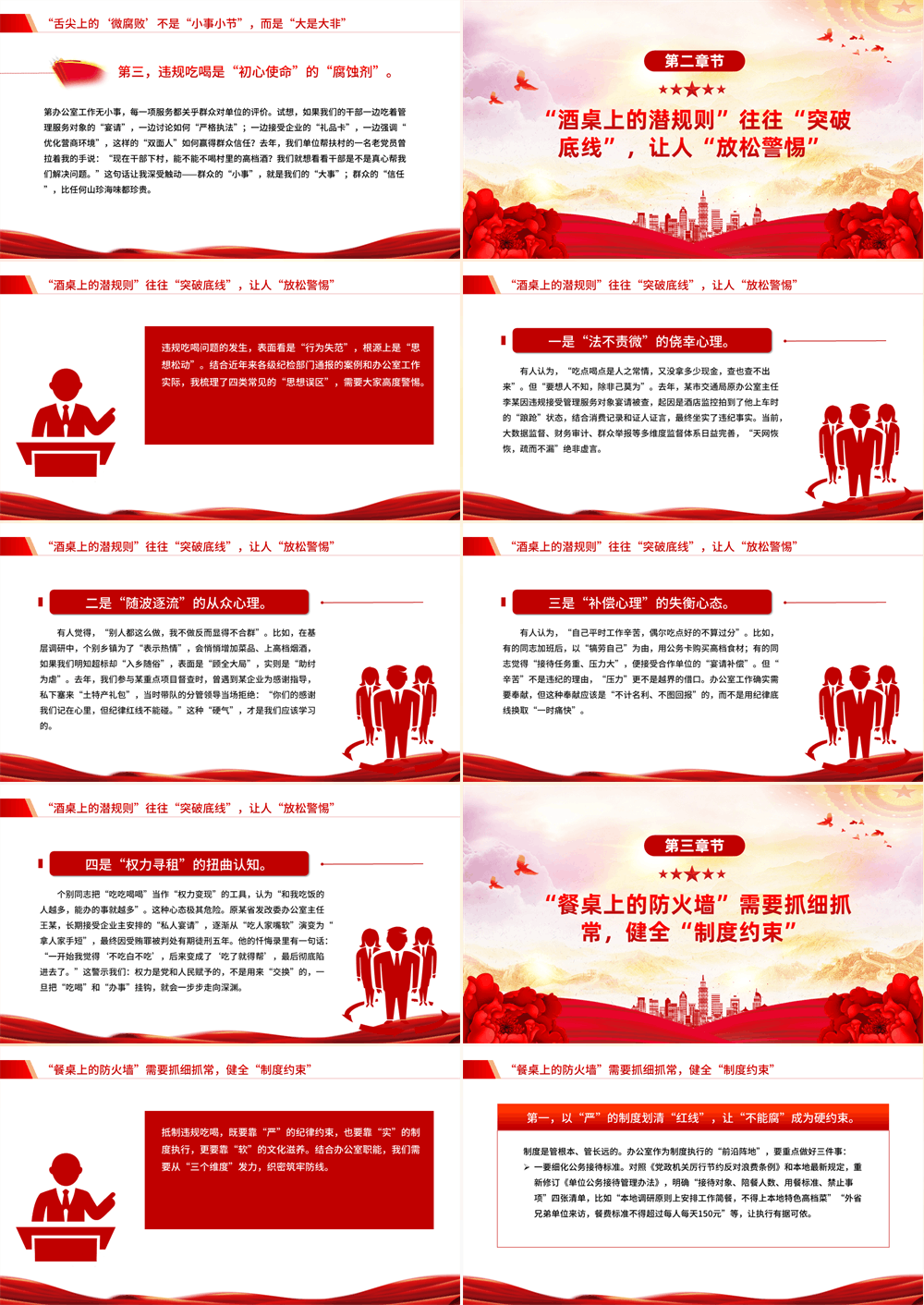 党政风筑牢抵制违规吃喝防线敲响清正廉洁警钟PPT党课下载 第2张