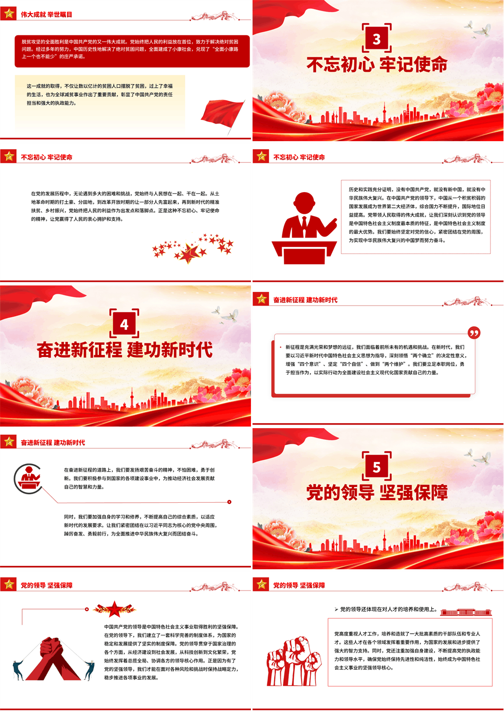红色精美初心如磐奋楫笃行PPT庆祝中国共产党成立105周年党课 第2张
