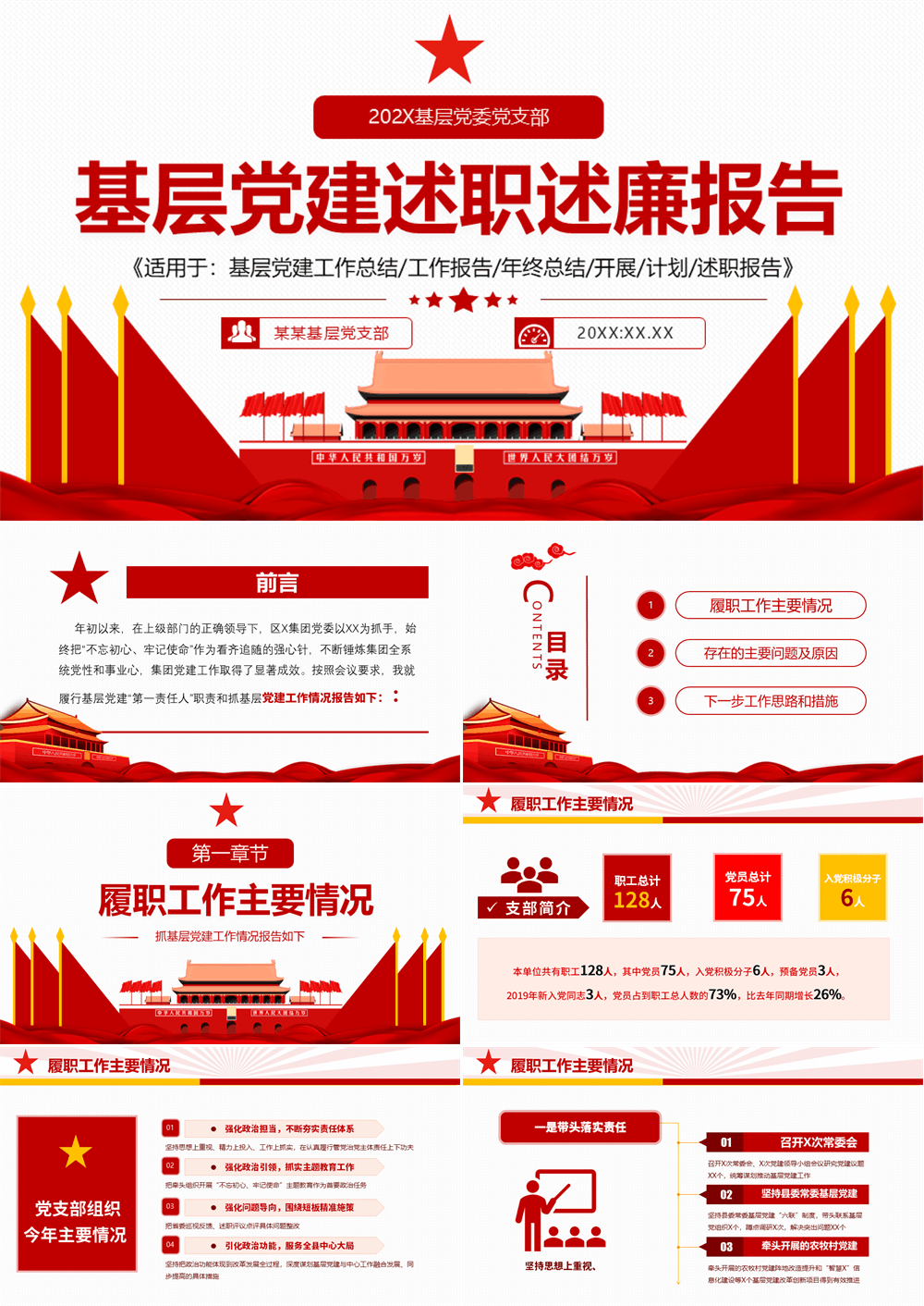 2026抓基层党建工作述职报告PPT模板 第1张