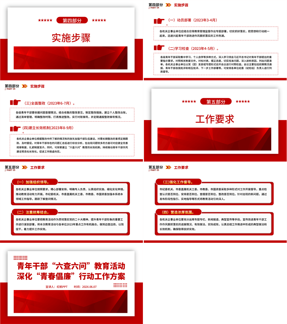 青年干部“六查六问”教育活动 深化“青春倡廉”行动工作方案PPT课件 第3张