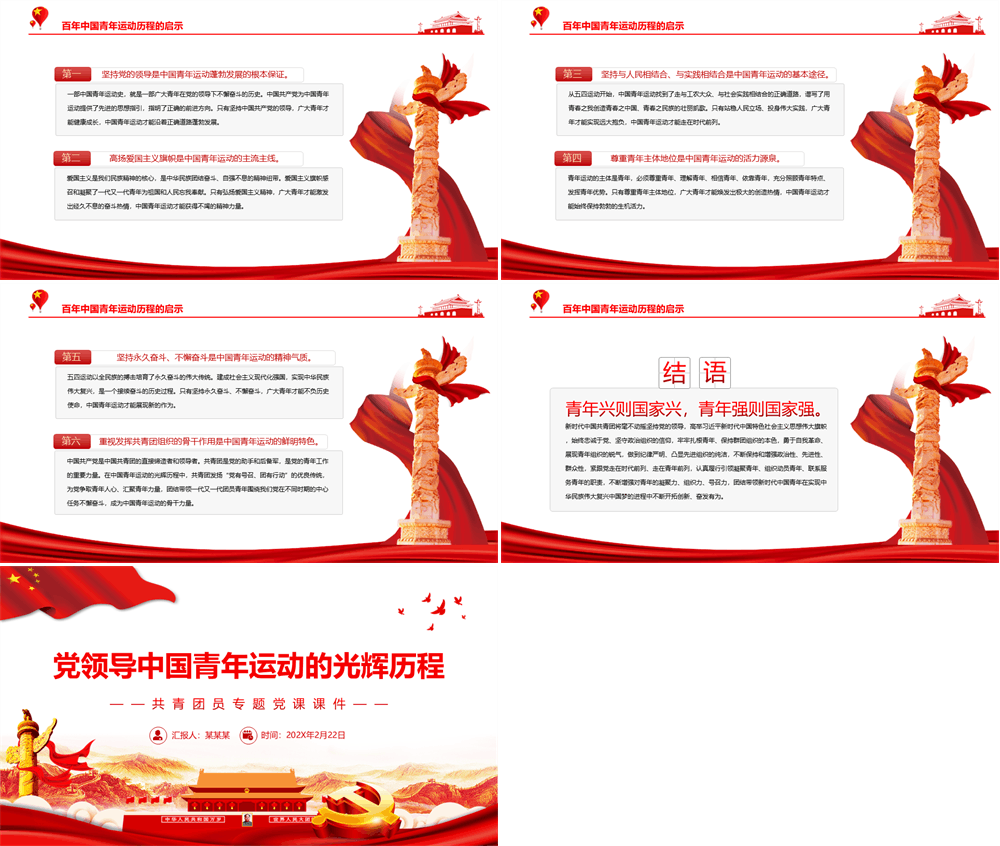 党领导中国青年运动的光辉历程PPT红色大气共青团员专题党课课件模板 第3张