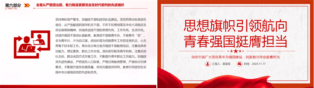 2026思想旗帜引领航向青春强国挺膺担当PPT大气精美引领广大团员青年在强国建设民族复兴伟业中挺膺担当团课 第5张