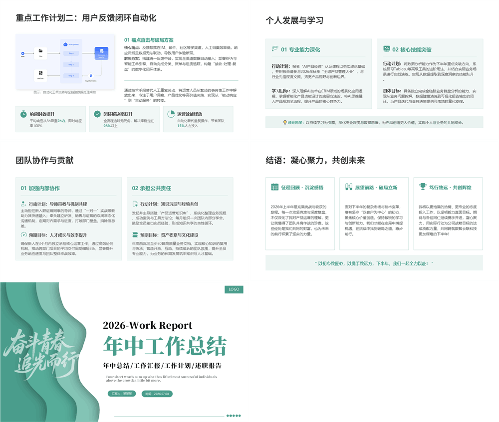 简洁大气2026年中工作总结上半年工作汇报述职报告PPT模板 第3张