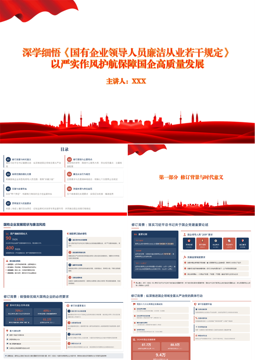 廉政党课PPT 深学细悟《国有企业领导人员廉洁从业若干规定》以严实作风护航保障国企高质量发展 第1张