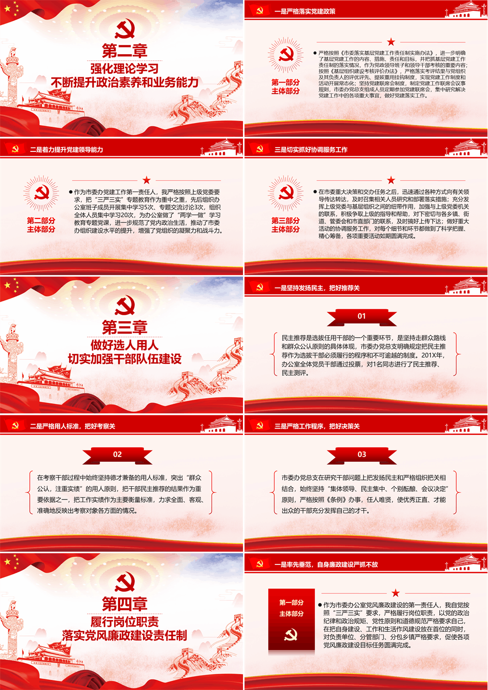 红色大气通用企业基层党支部书记党建工作总结PPT报告汇报 第2张