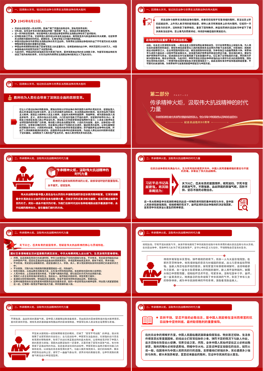 1945 2025纪念中国人民抗日战争暨世界反法西斯战争胜利80周年PPT党课 第2张