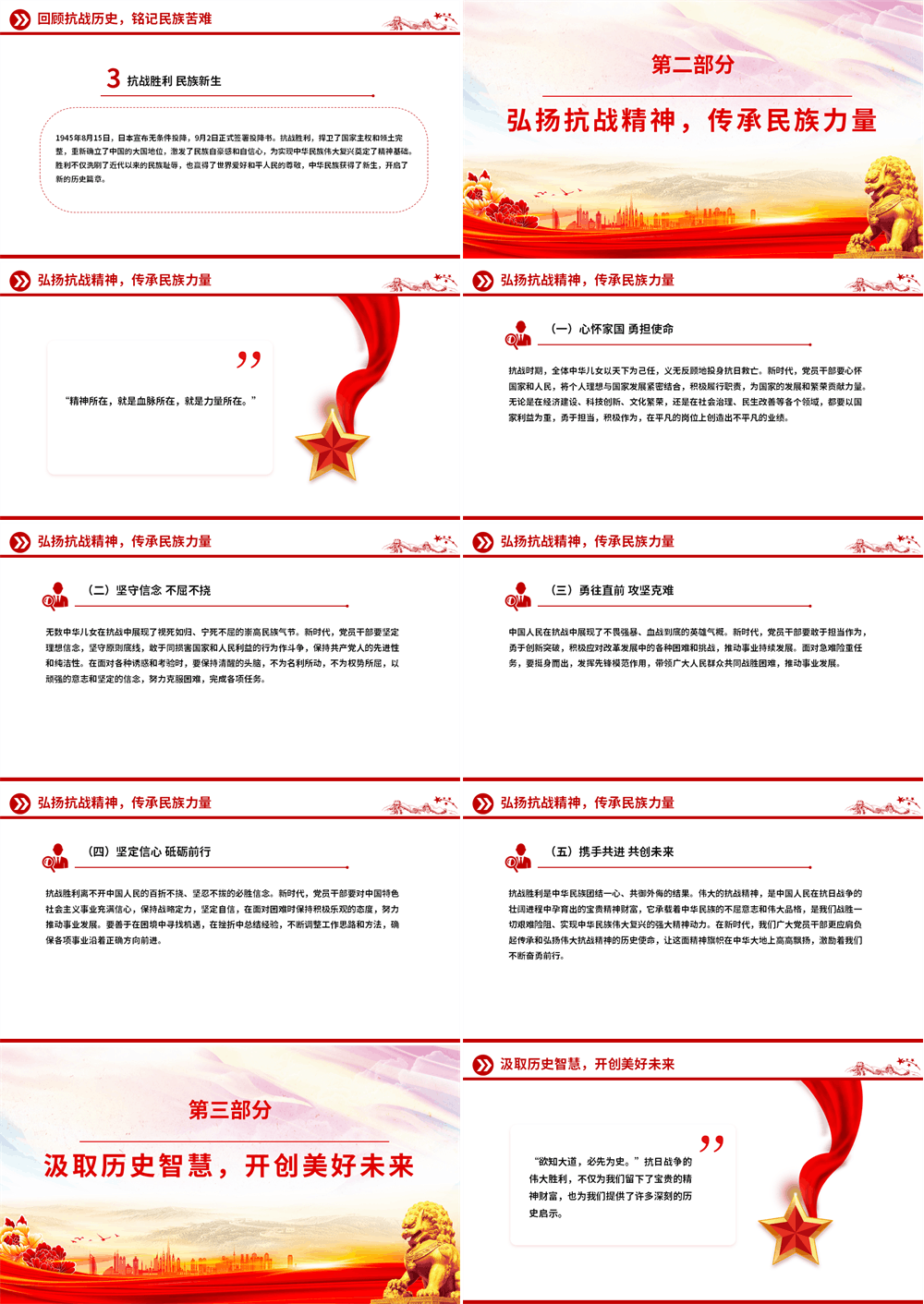 传承抗战精神开创美好未来PPT抗日战争胜利80周年党课课件 第2张